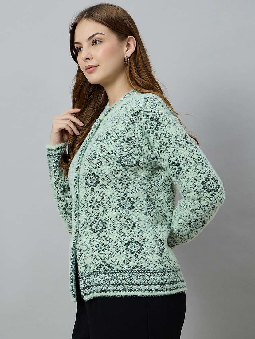 women self designed long sleeve cardigan - 22264300 -  Standard Image - 1