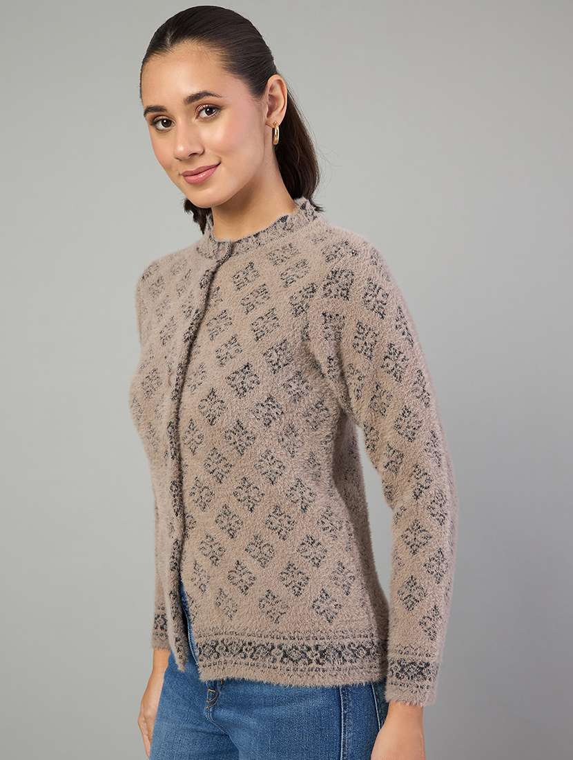 women self designed long sleeve cardigan - 22264302 -  Standard Image - 1