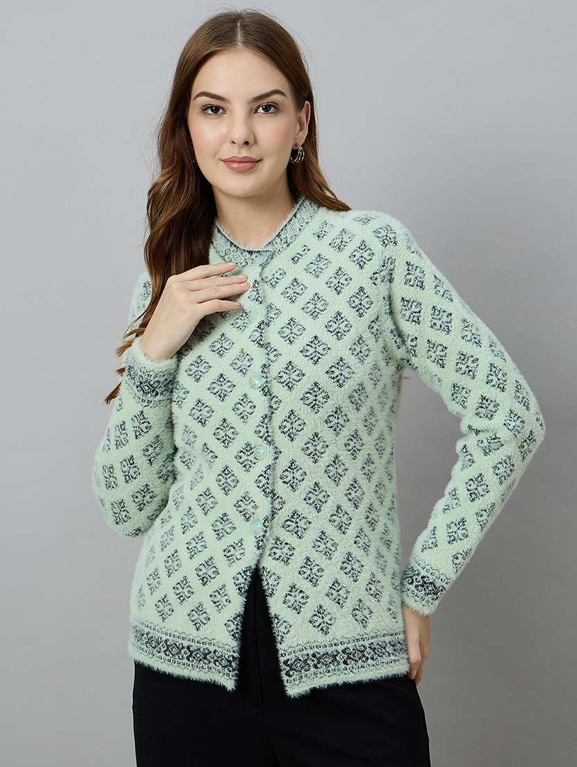 women self designed long sleeve cardigan - 22264304 -  Standard Image - 1