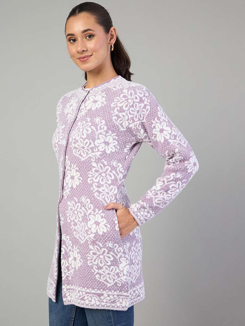 women self designed long sleeve cardigan - 22264306 -  Standard Image - 1