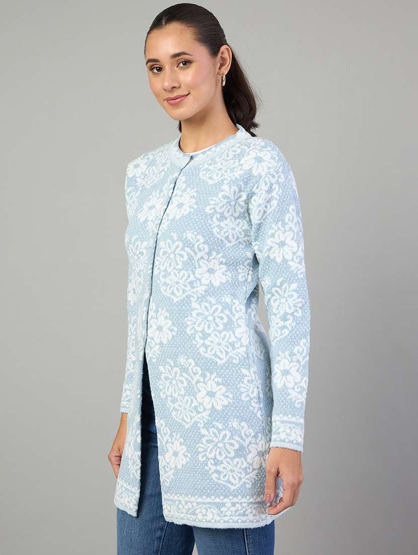 women self designed long sleeve cardigan - 22264308 -  Standard Image - 1