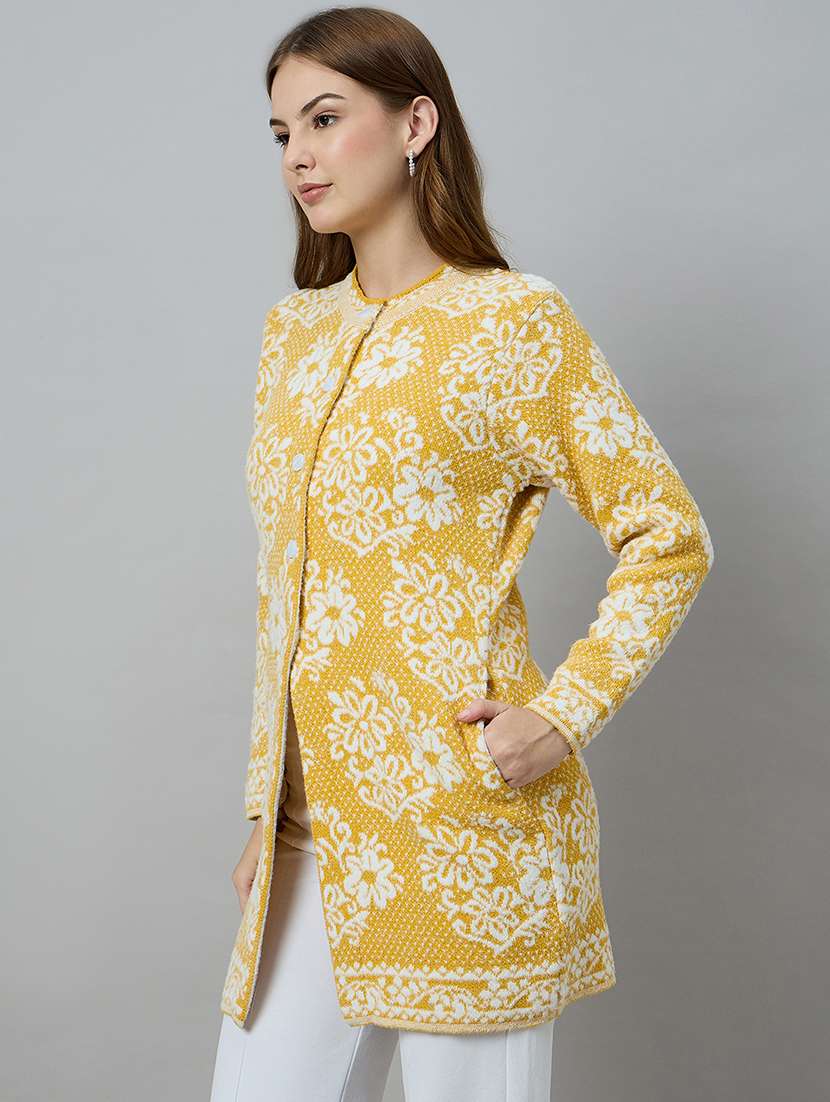 women self designed long sleeve cardigan - 22264309 -  Standard Image - 1