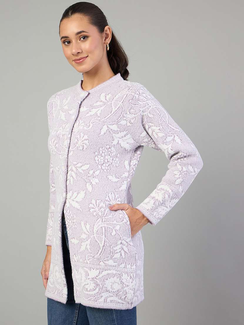 women self designed long sleeve cardigan - 22264311 -  Standard Image - 1