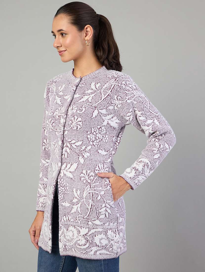 women self designed long sleeve cardigan - 22264313 -  Standard Image - 1