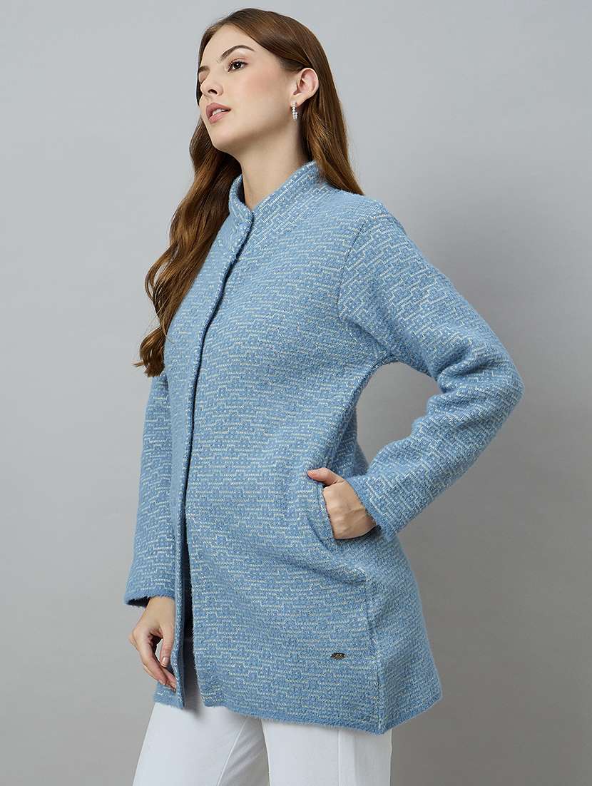 women self designed long sleeve cardigan - 22264315 -  Standard Image - 1