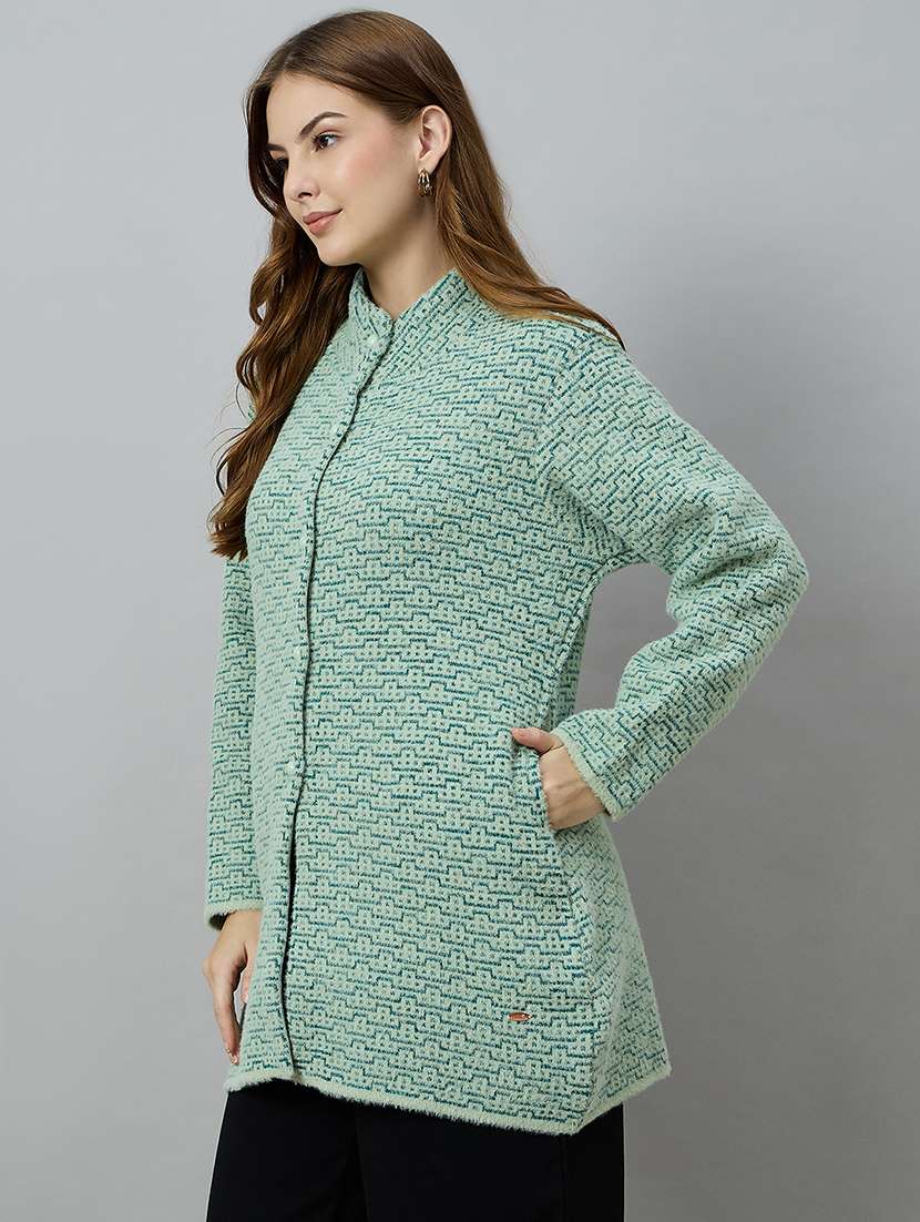 women self designed long sleeve cardigan - 22264318 -  Standard Image - 1