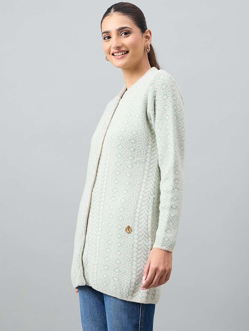 women self designed long sleeve cardigan - 22264331 -  Standard Image - 1