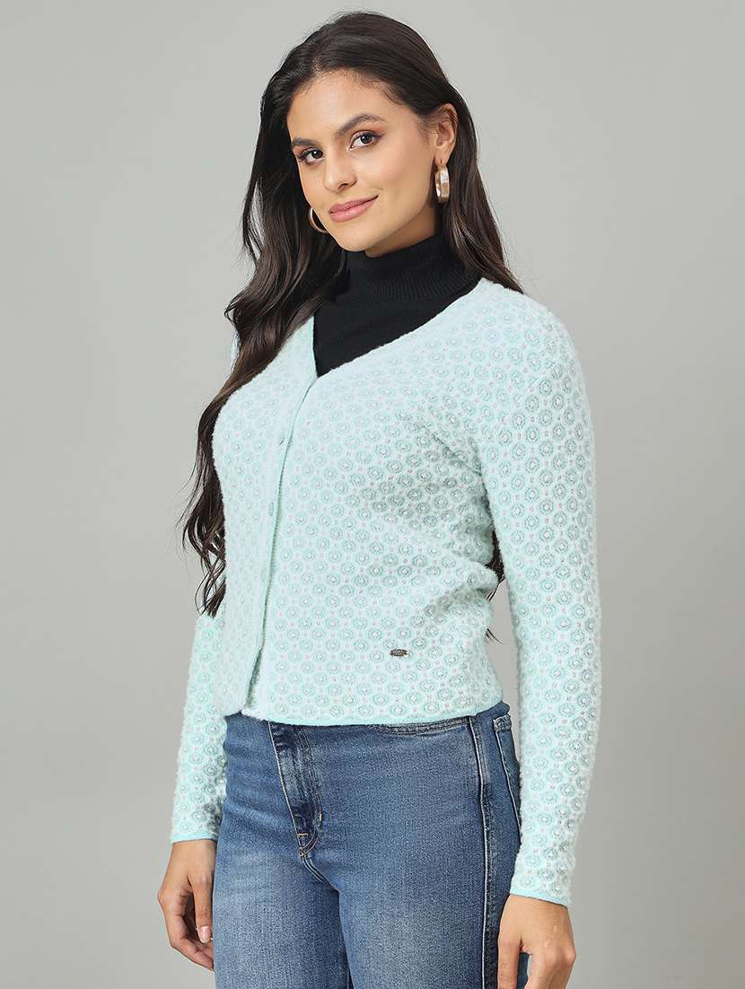 women self designed long sleeve cardigan - 22264332 -  Standard Image - 1