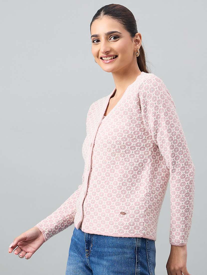 women self designed long sleeve cardigan - 22264333 -  Standard Image - 1