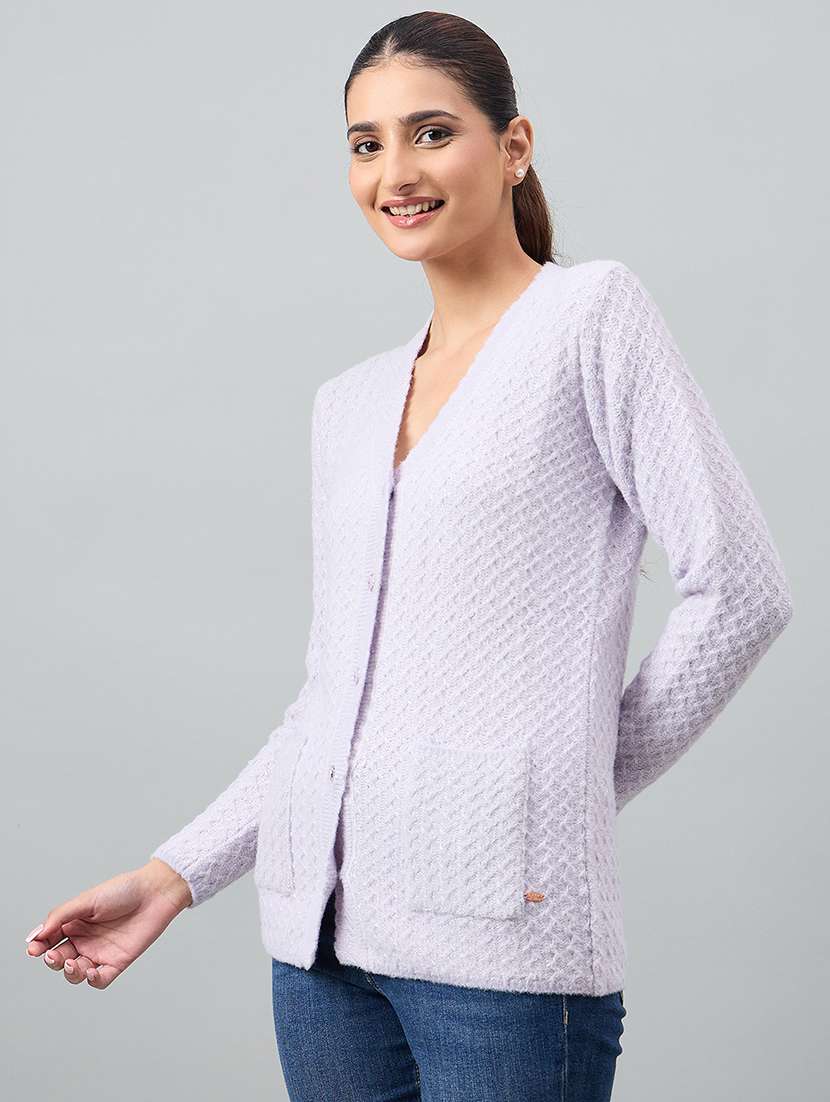 women self designed long sleeve cardigan - 22264334 -  Standard Image - 1