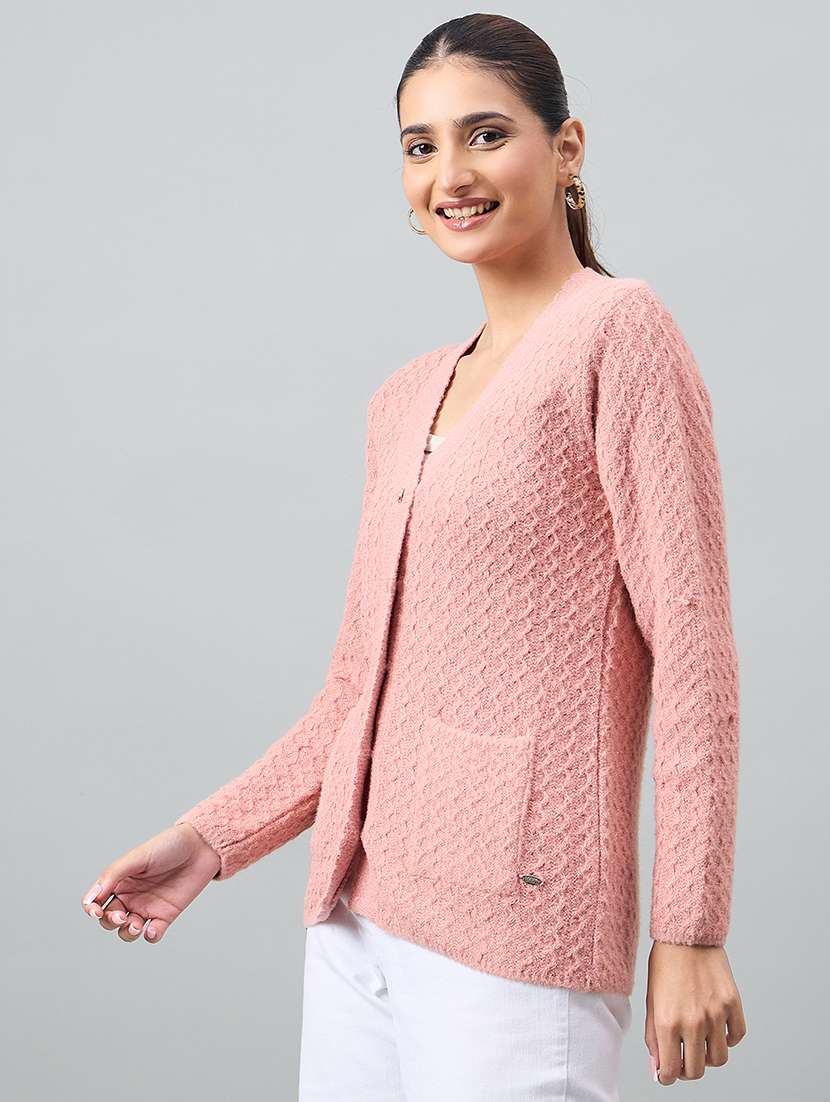 women self designed long sleeve cardigan - 22264335 -  Standard Image - 1