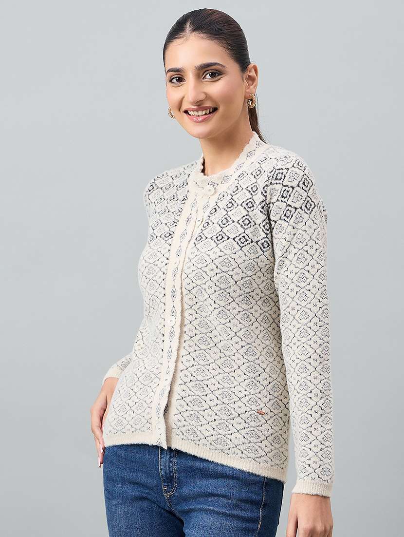 women self designed long sleeve cardigan - 22264336 -  Standard Image - 1