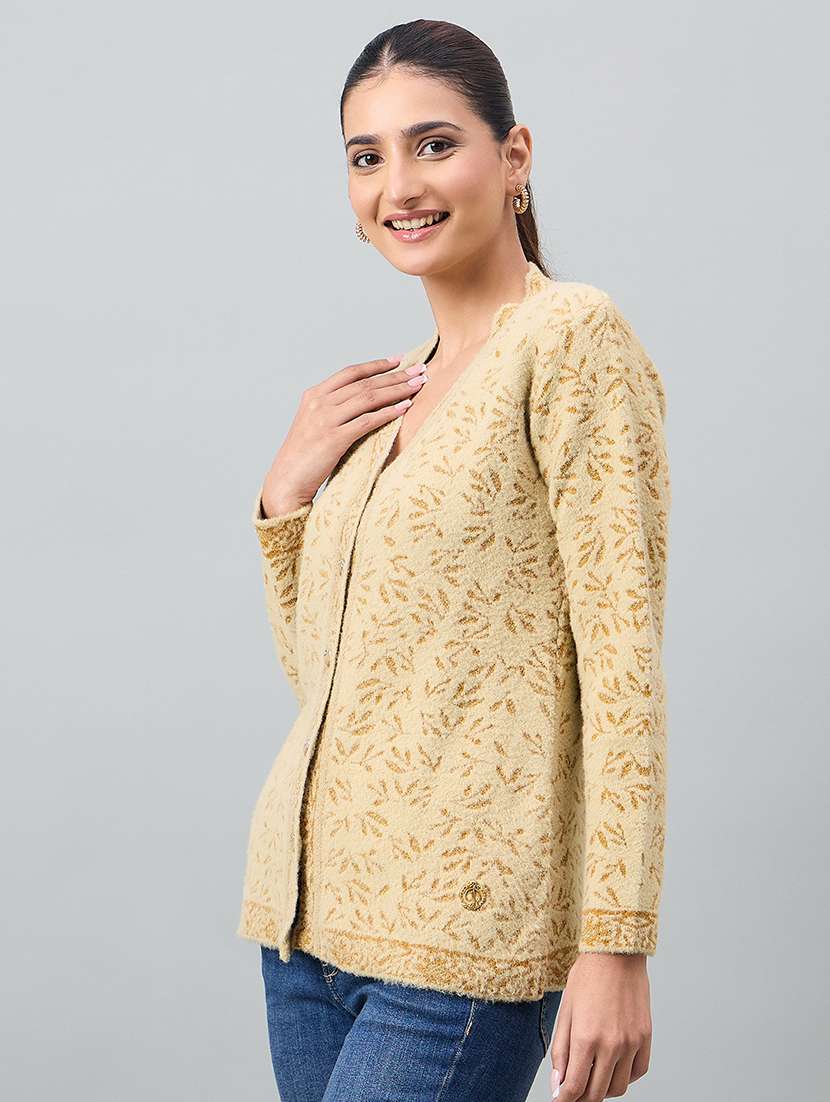 women self designed long sleeve cardigan - 22264340 -  Standard Image - 1