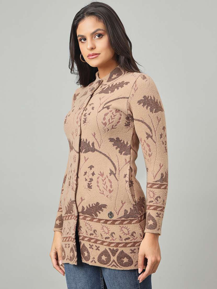 women self designed long sleeve cardigan - 22264341 -  Standard Image - 1