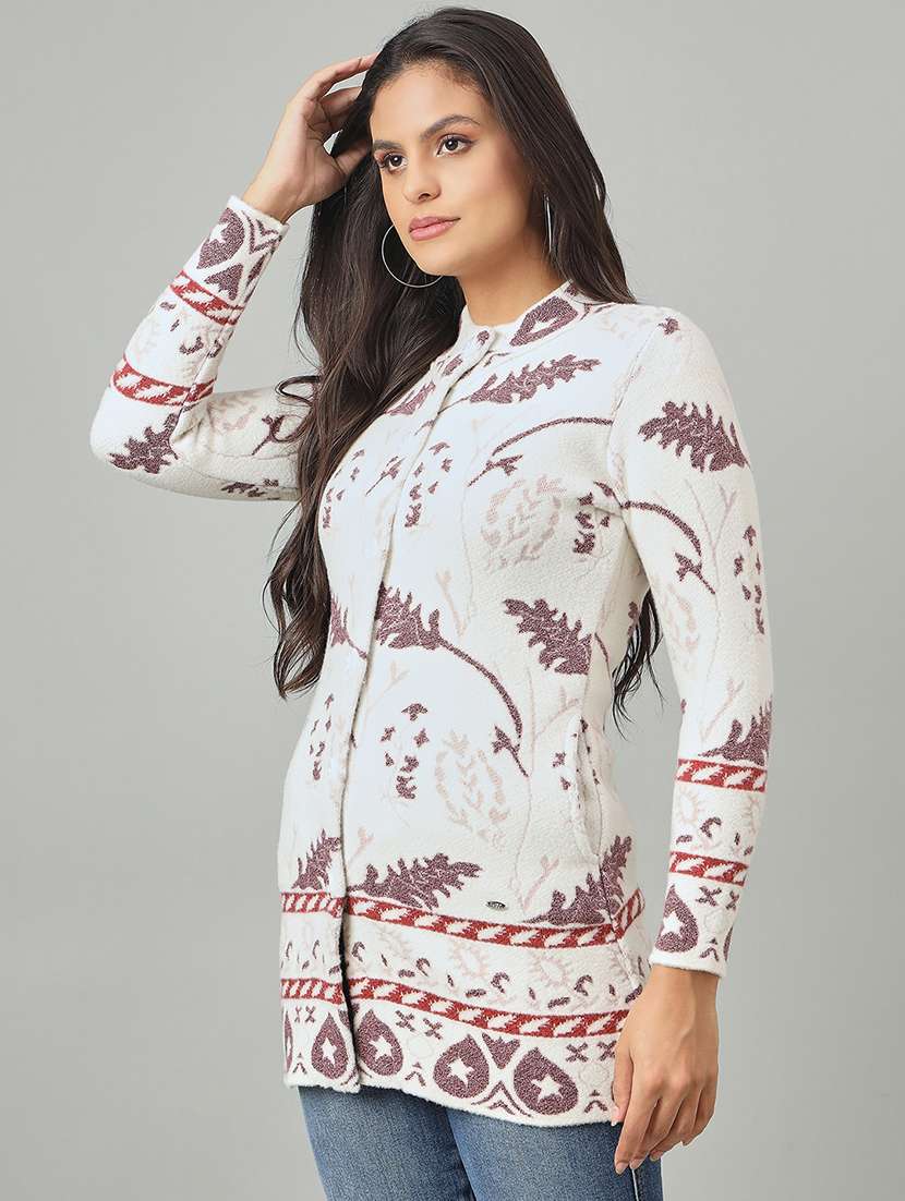 women self designed long sleeve cardigan - 22264342 -  Standard Image - 1