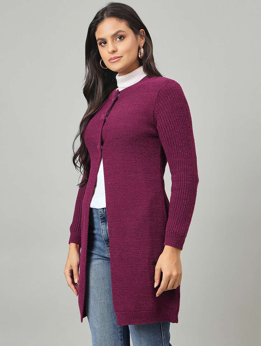 women self designed long sleeve cardigan - 22264344 -  Standard Image - 1