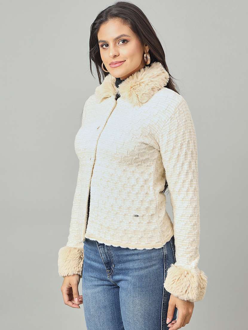 women self designed long sleeve cardigan - 22264345 -  Standard Image - 1