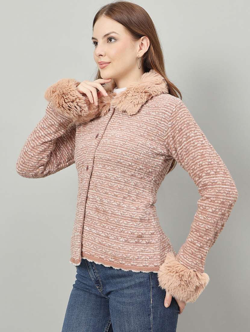 women self designed long sleeve cardigan - 22264346 -  Standard Image - 1