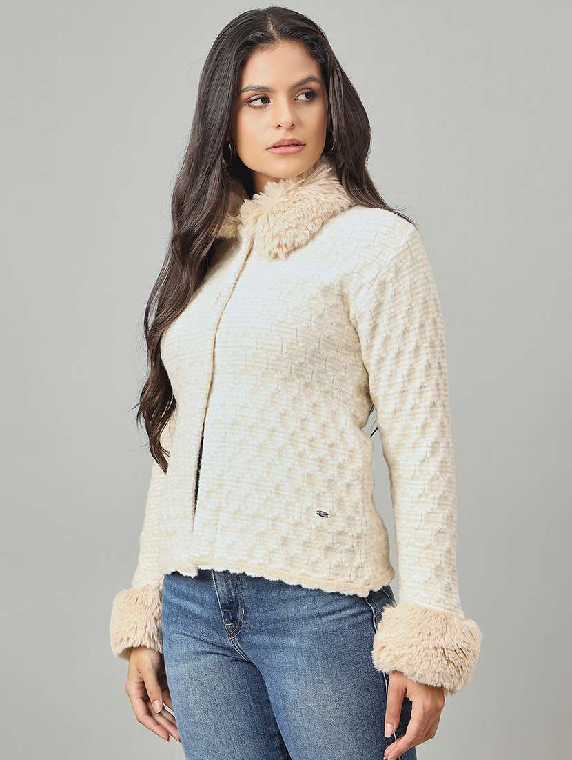 women self designed long sleeve cardigan - 22264347 -  Standard Image - 1