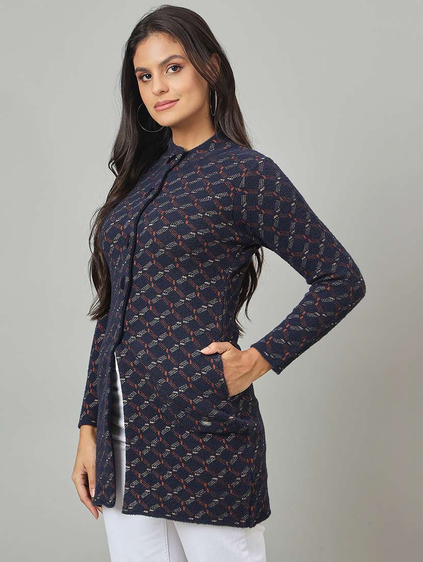 women self designed long sleeve cardigan - 22264351 -  Standard Image - 1