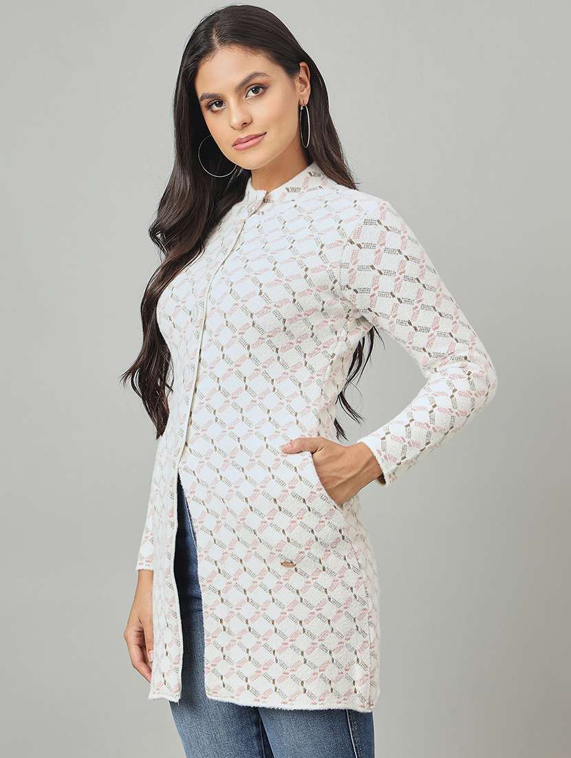 women self designed long sleeve cardigan - 22264352 -  Standard Image - 1