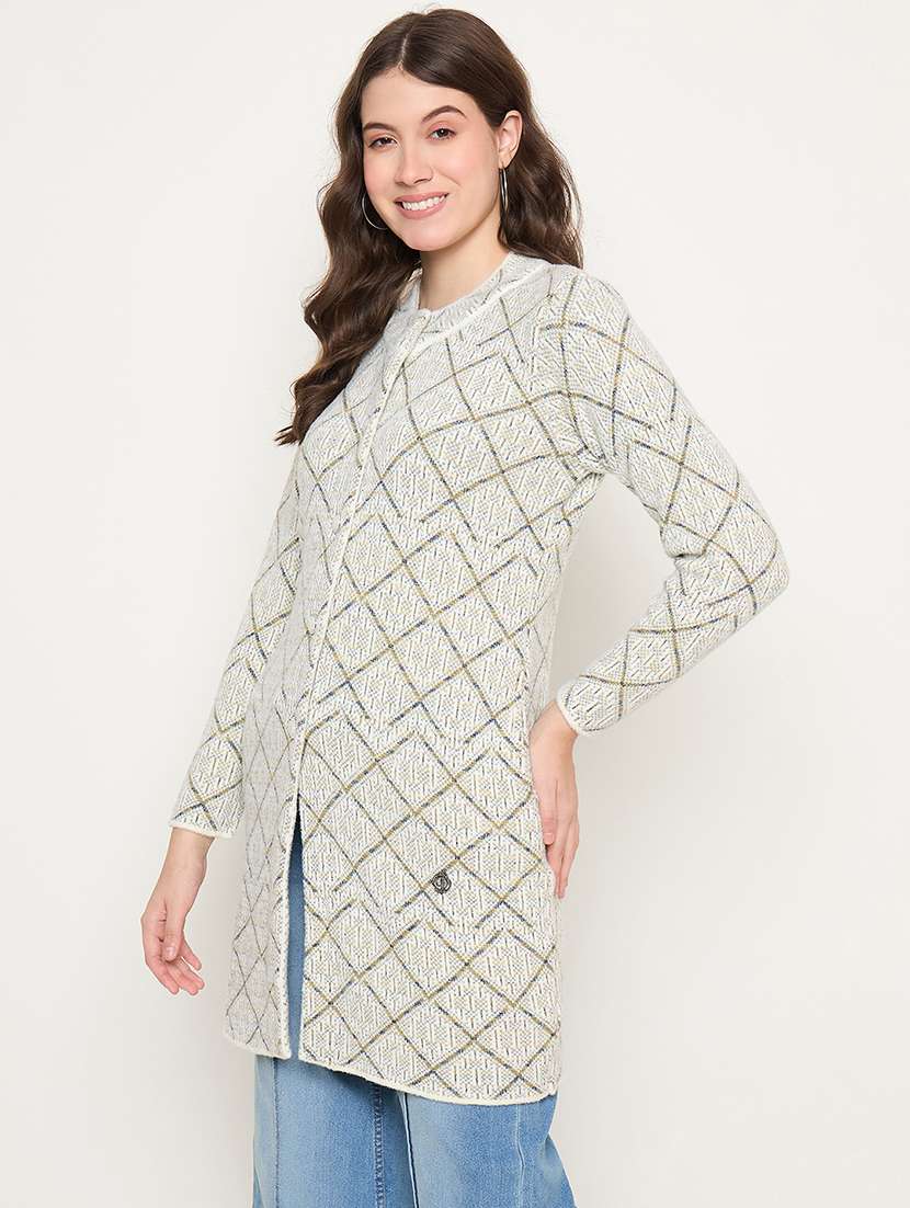 women self designed long sleeve cardigan - 22264355 -  Standard Image - 1