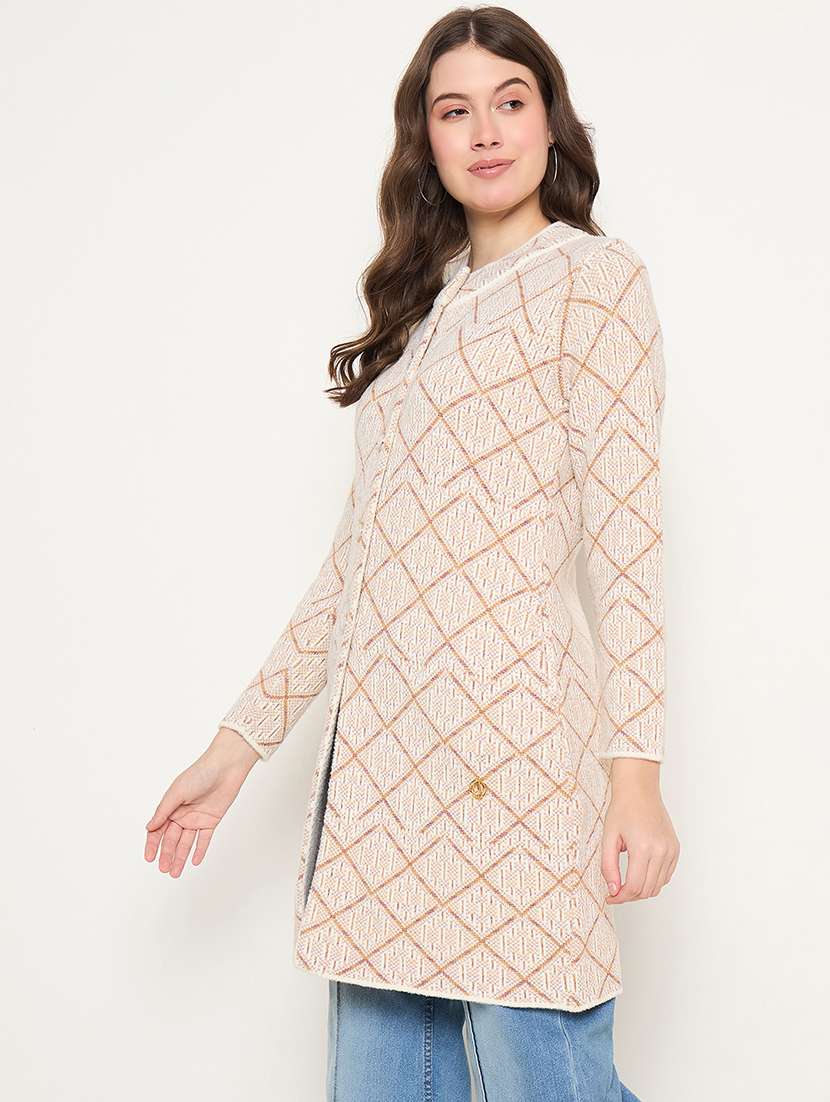 women self designed long sleeve cardigan - 22264356 -  Standard Image - 1