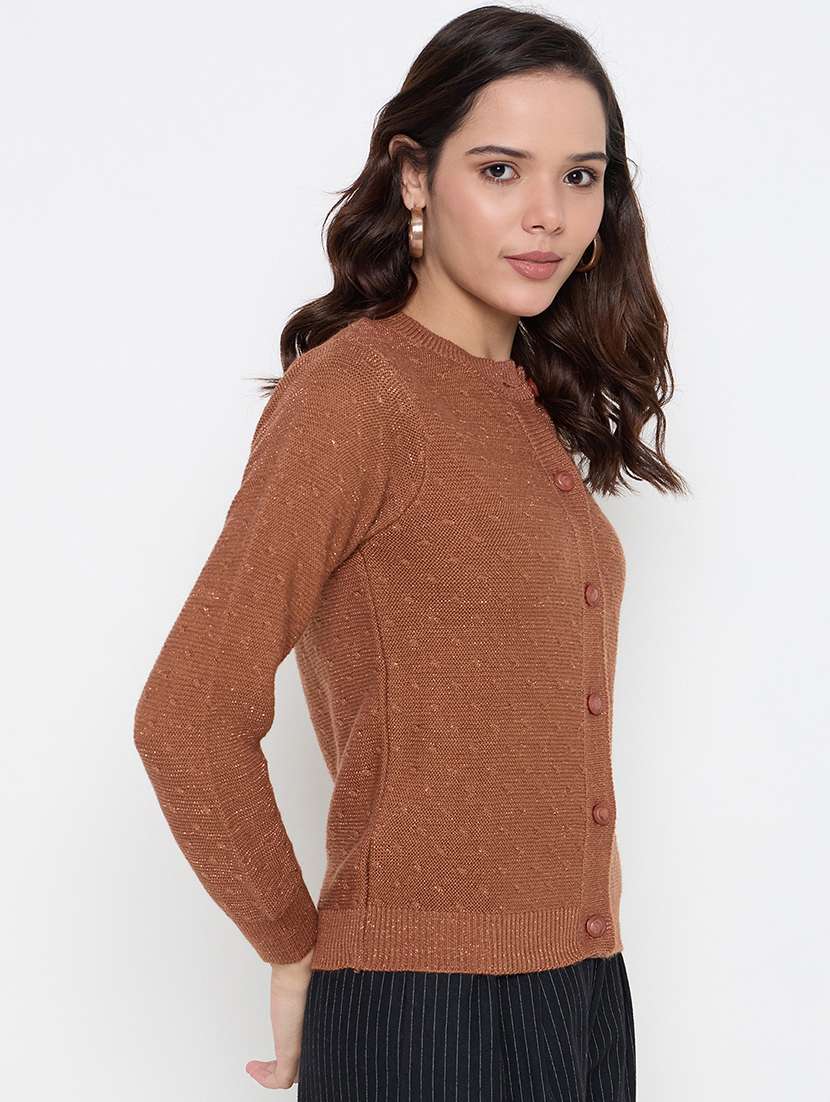 women self designed long sleeve cardigan - 22264357 -  Standard Image - 1