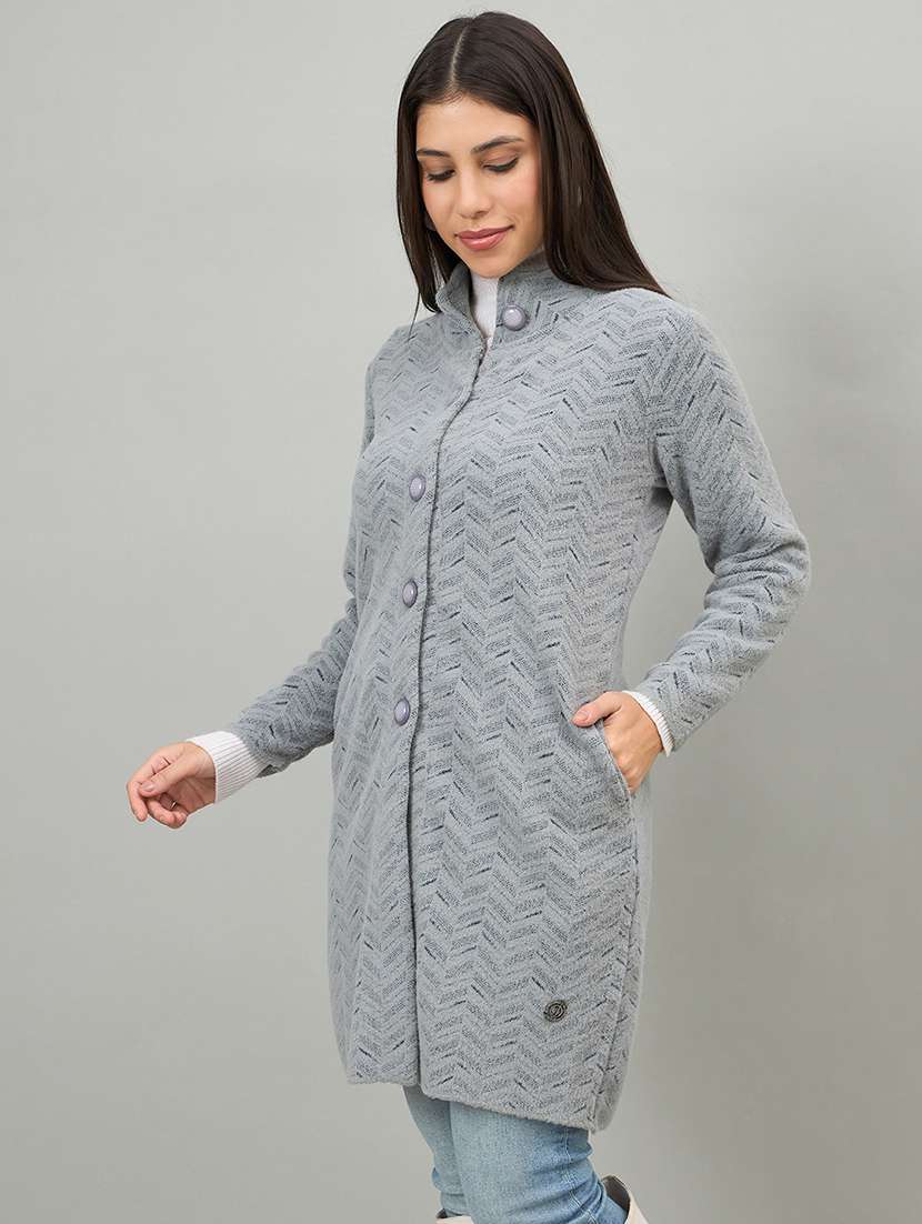 women self designed long sleeve cardigan - 22264362 -  Standard Image - 1