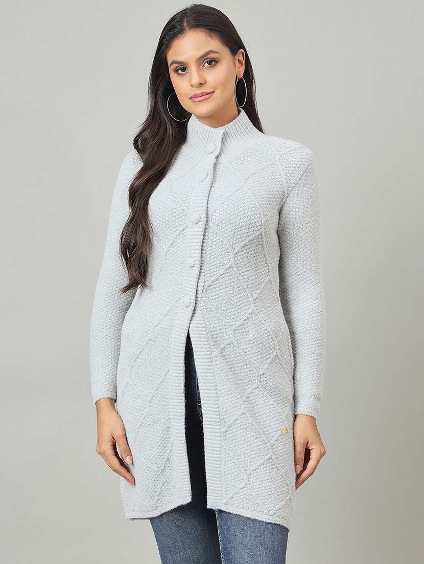women self designed long sleeve cardigan