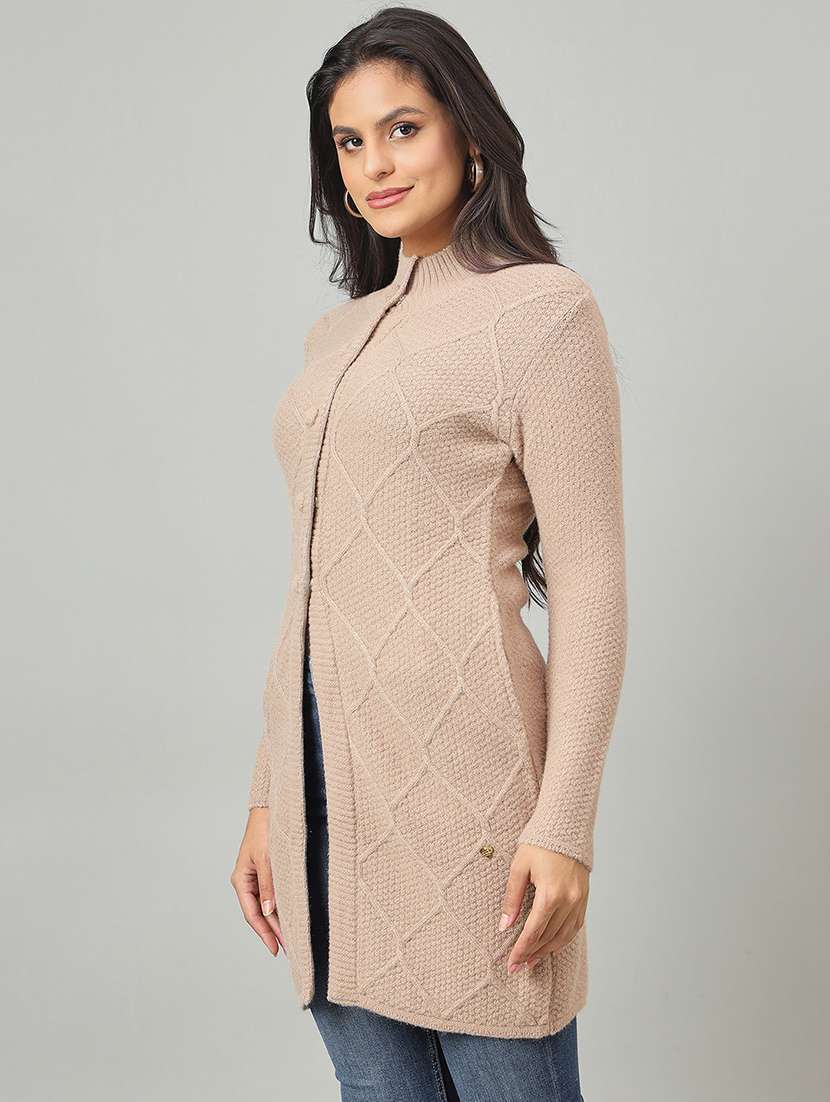 women self designed long sleeve cardigan - 22264364 -  Standard Image - 1