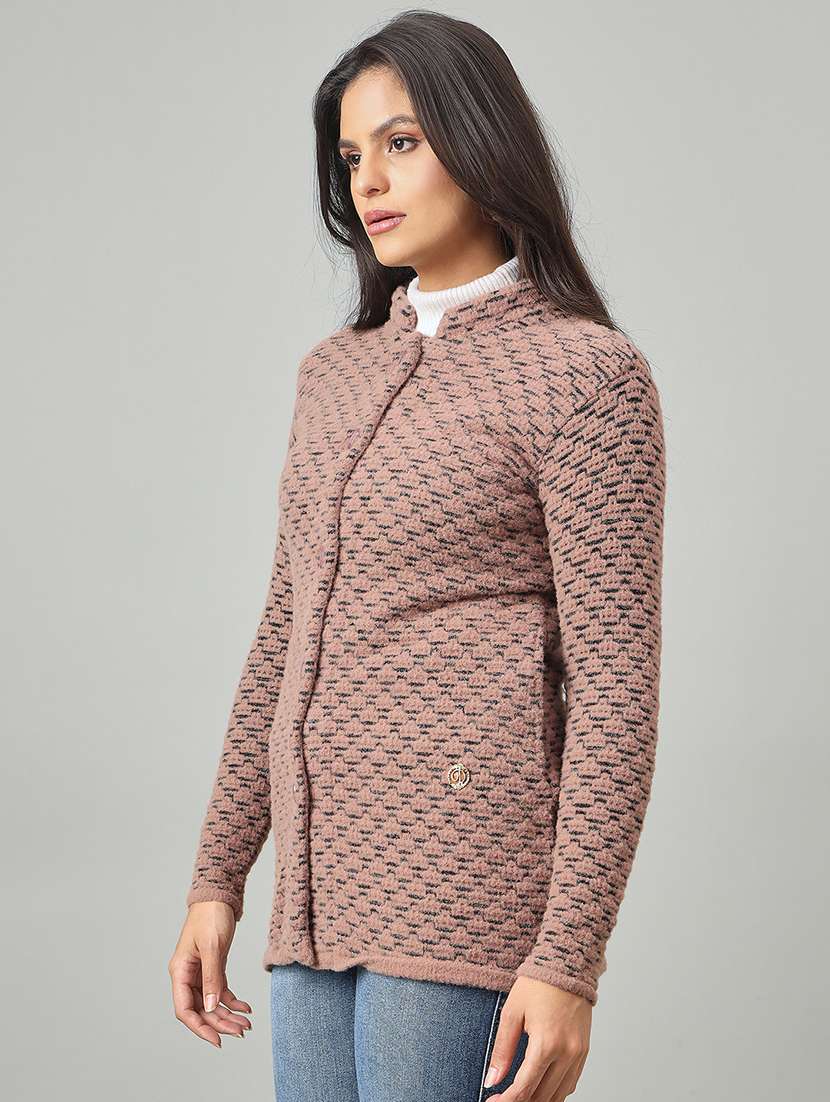 women self designed long sleeve cardigan - 22264365 -  Standard Image - 1