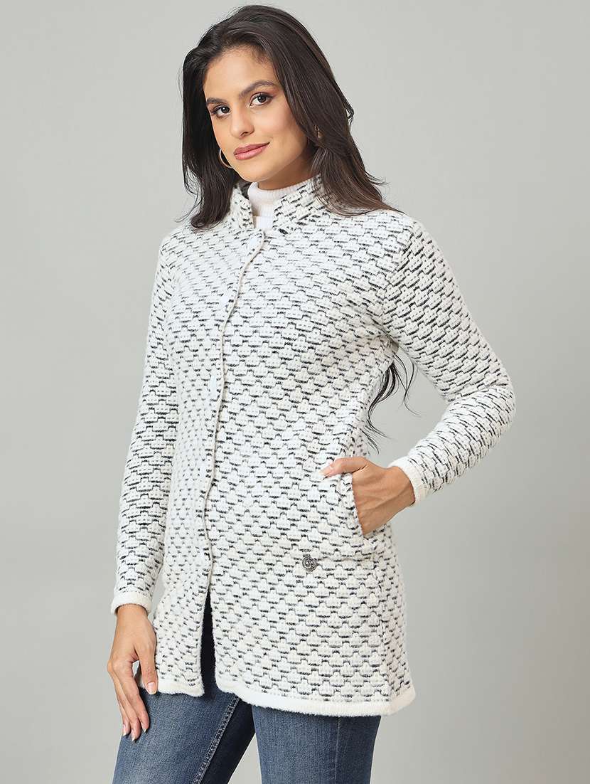 women self designed long sleeve cardigan - 22264366 -  Standard Image - 1