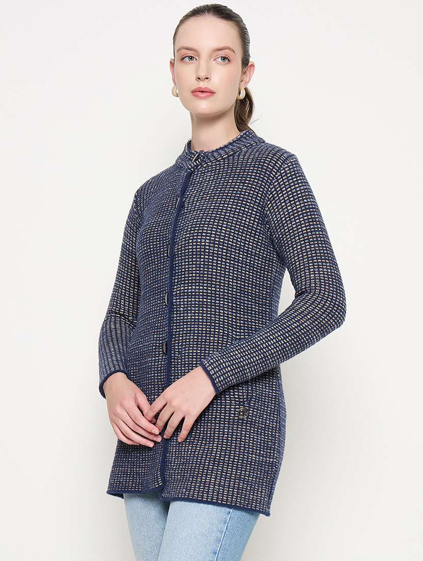 women self designed long sleeve cardigan - 22264375 -  Standard Image - 1