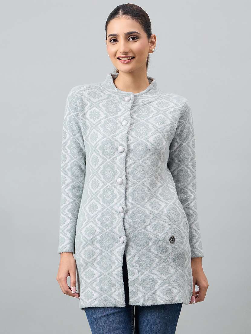 women self designed long sleeve cardigan
