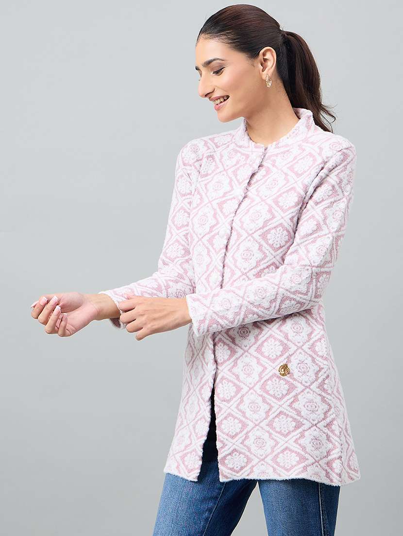 women self designed long sleeve cardigan - 22264380 -  Standard Image - 1