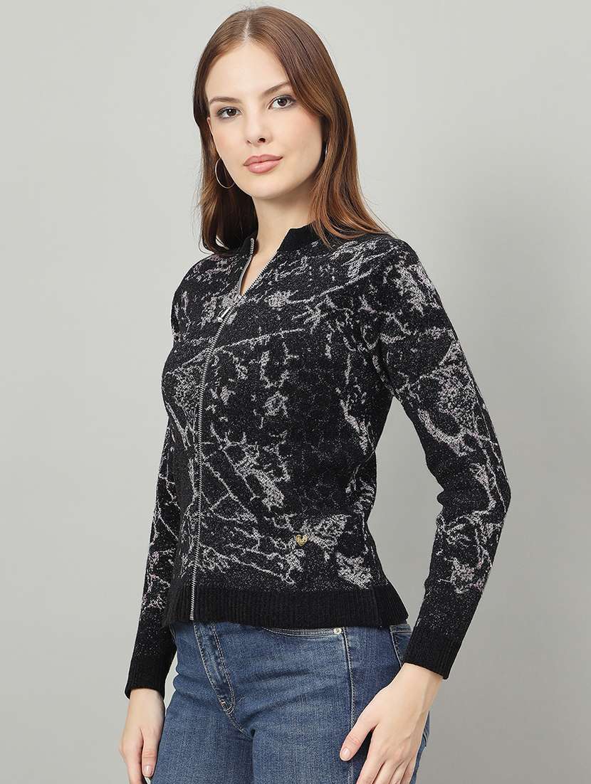 women self designed long sleeve cardigan - 22264383 -  Standard Image - 1