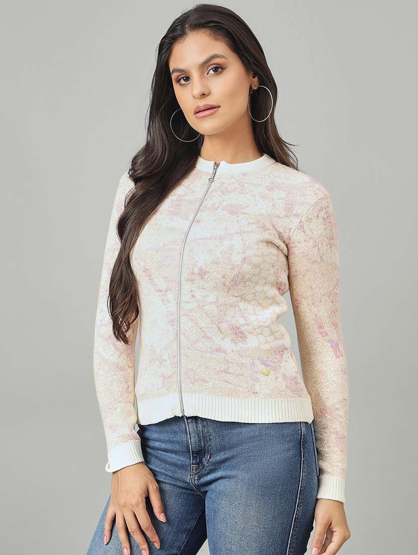 women self designed long sleeve cardigan - 22264384 -  Standard Image - 1