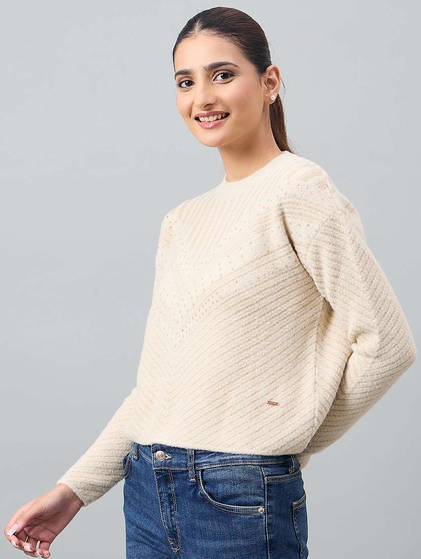 women self designed long sleeve pullover - 22264385 -  Standard Image - 1