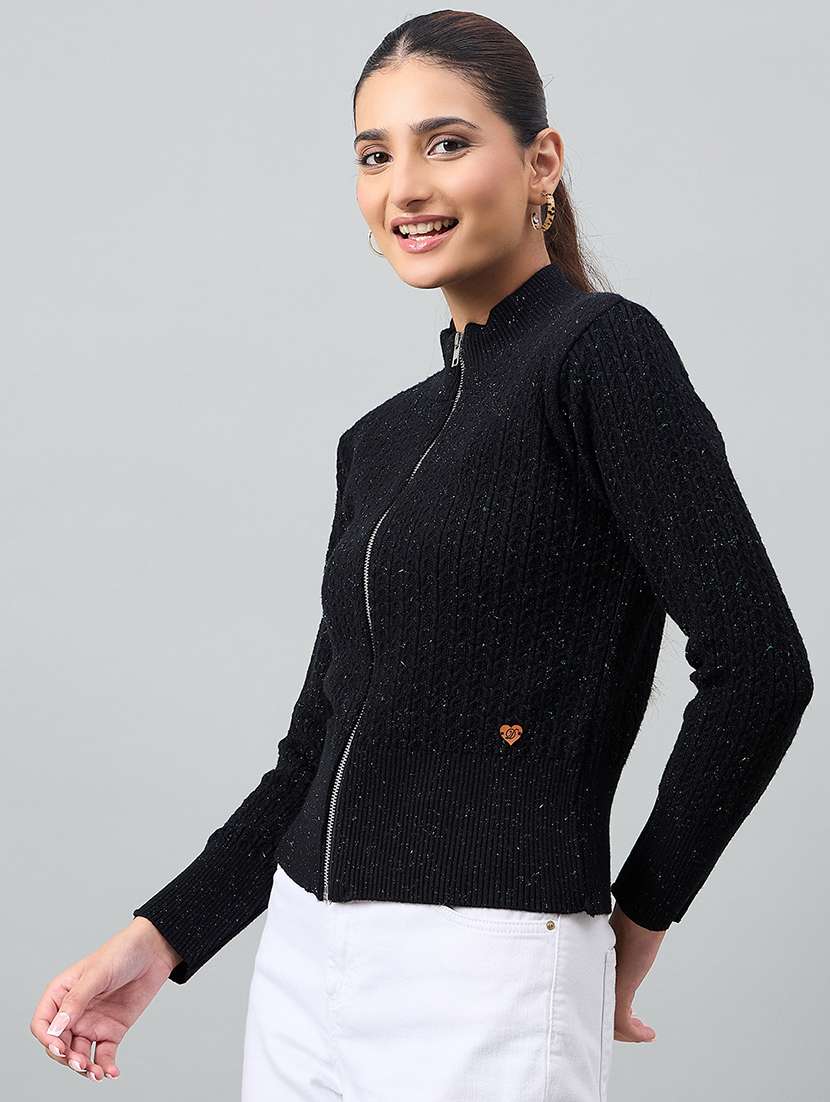 women self designed long sleeve cardigan - 22264388 -  Standard Image - 1