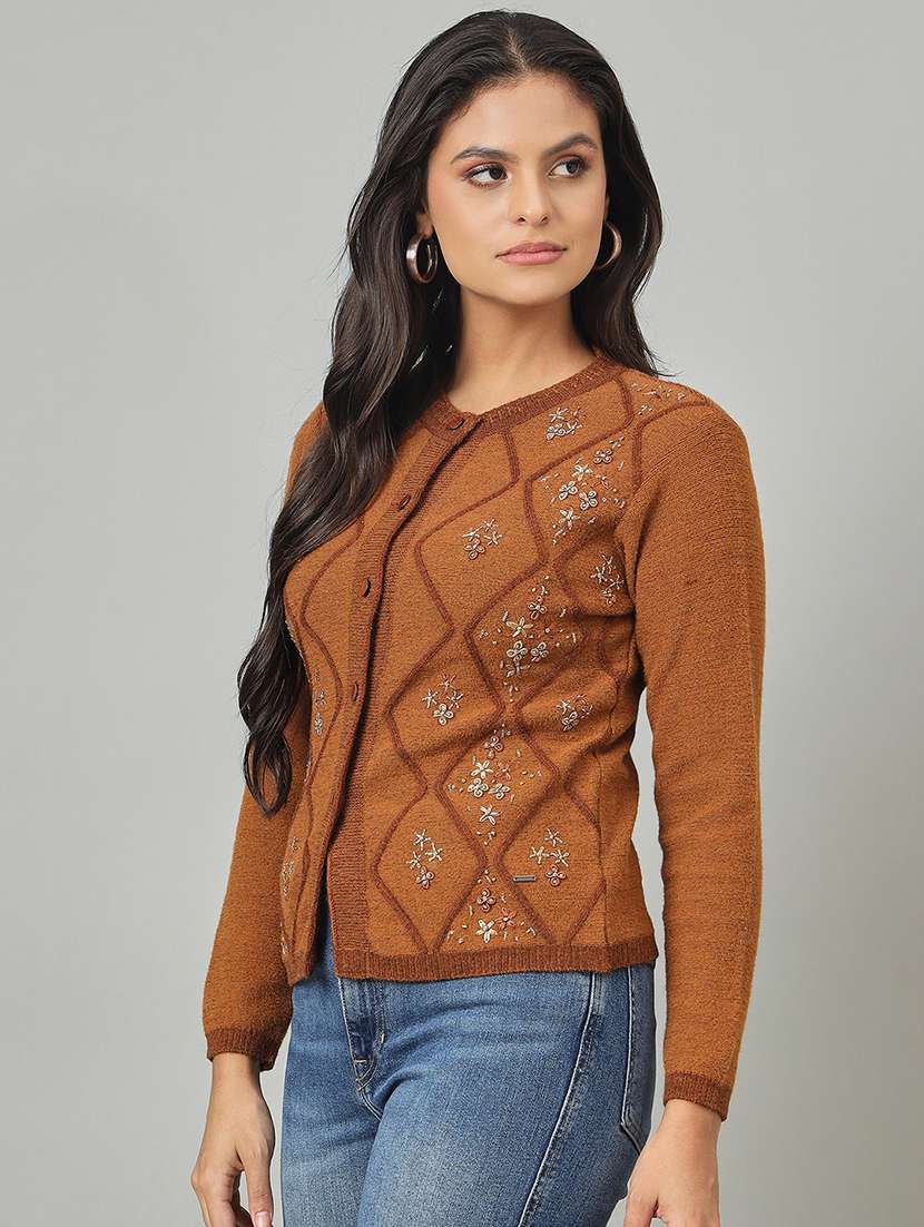 women self designed long sleeve cardigan - 22264397 -  Standard Image - 1