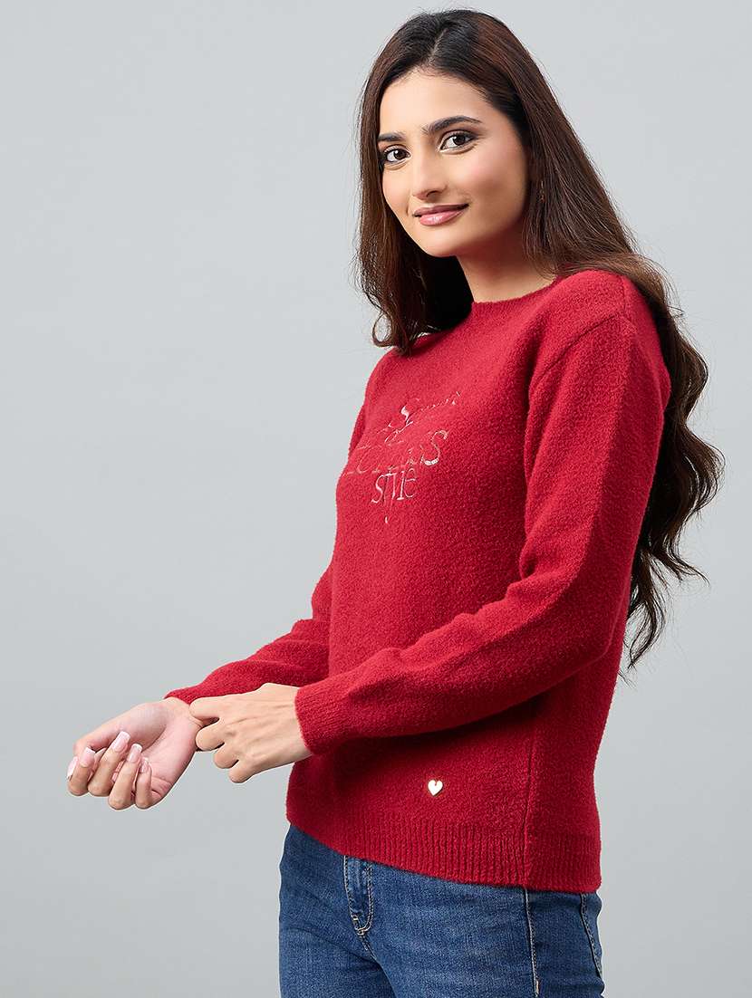 women self designed long sleeve pullover - 22264399 -  Standard Image - 1