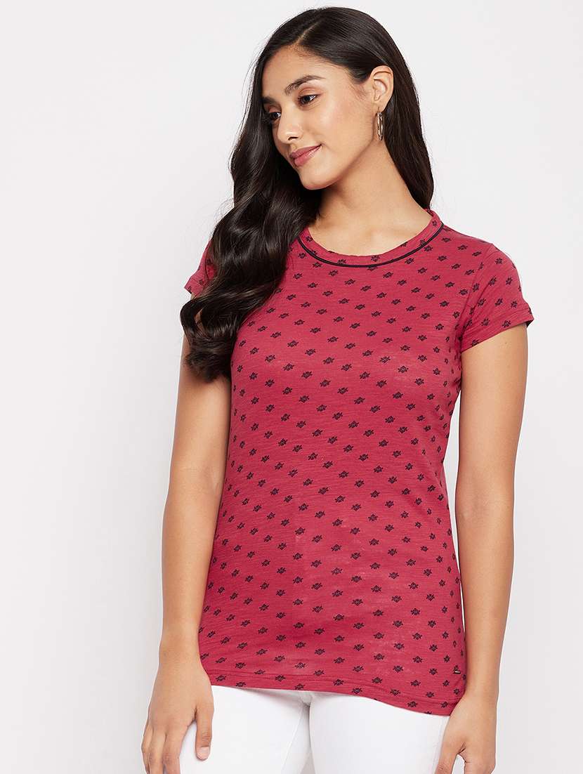 women printed short sleeve regular top - 22264406 -  Standard Image - 1
