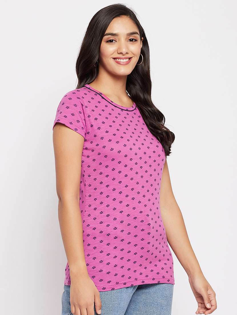 women printed short sleeve regular top - 22264408 -  Standard Image - 1