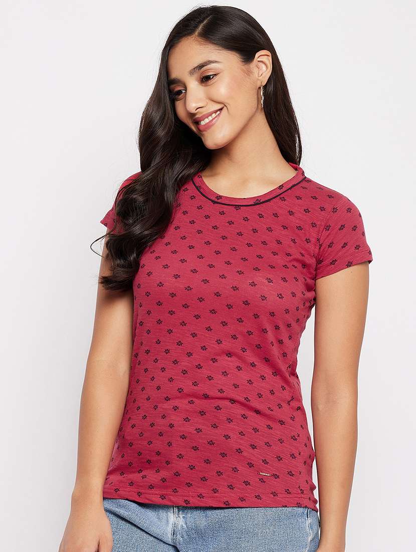 women printed short sleeve regular top - 22264409 -  Standard Image - 1
