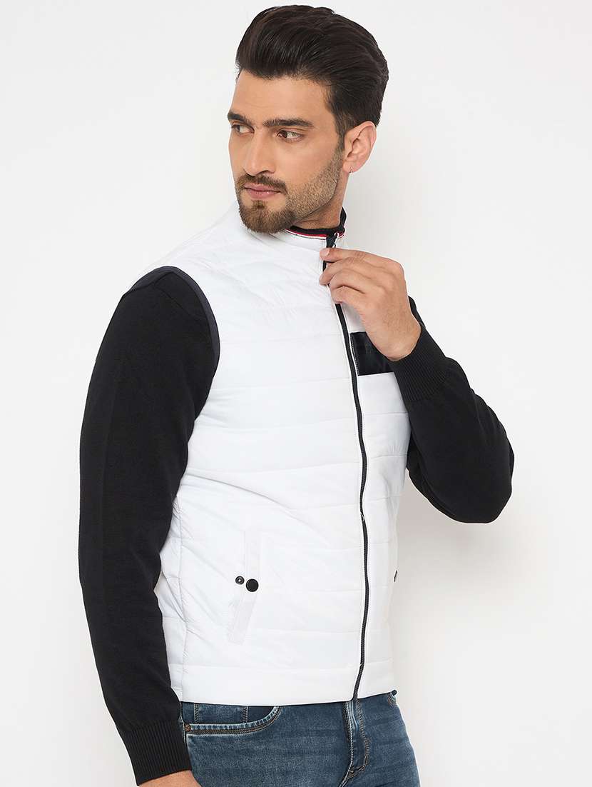men solid stand collar sleeveless puffer jacket - 22264437 -  Standard Image - 1