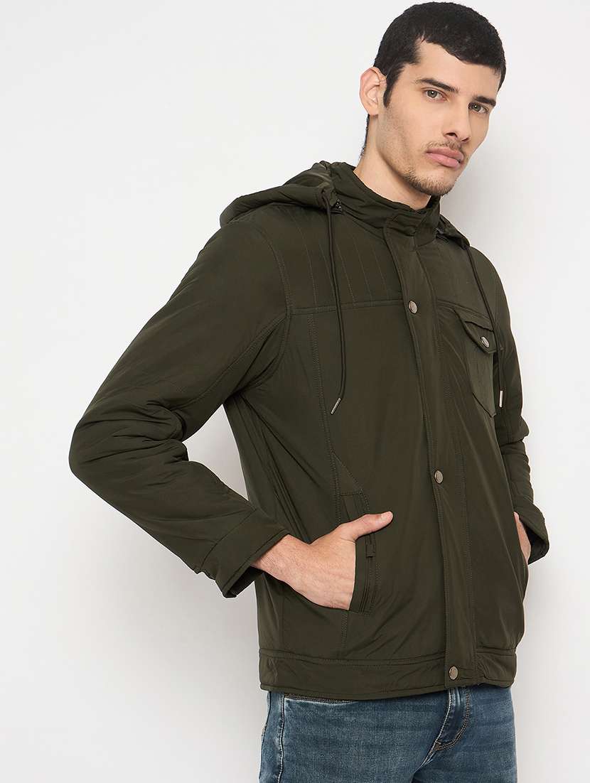 men solid long sleeve hooded puffer jacket - 22264439 -  Standard Image - 1