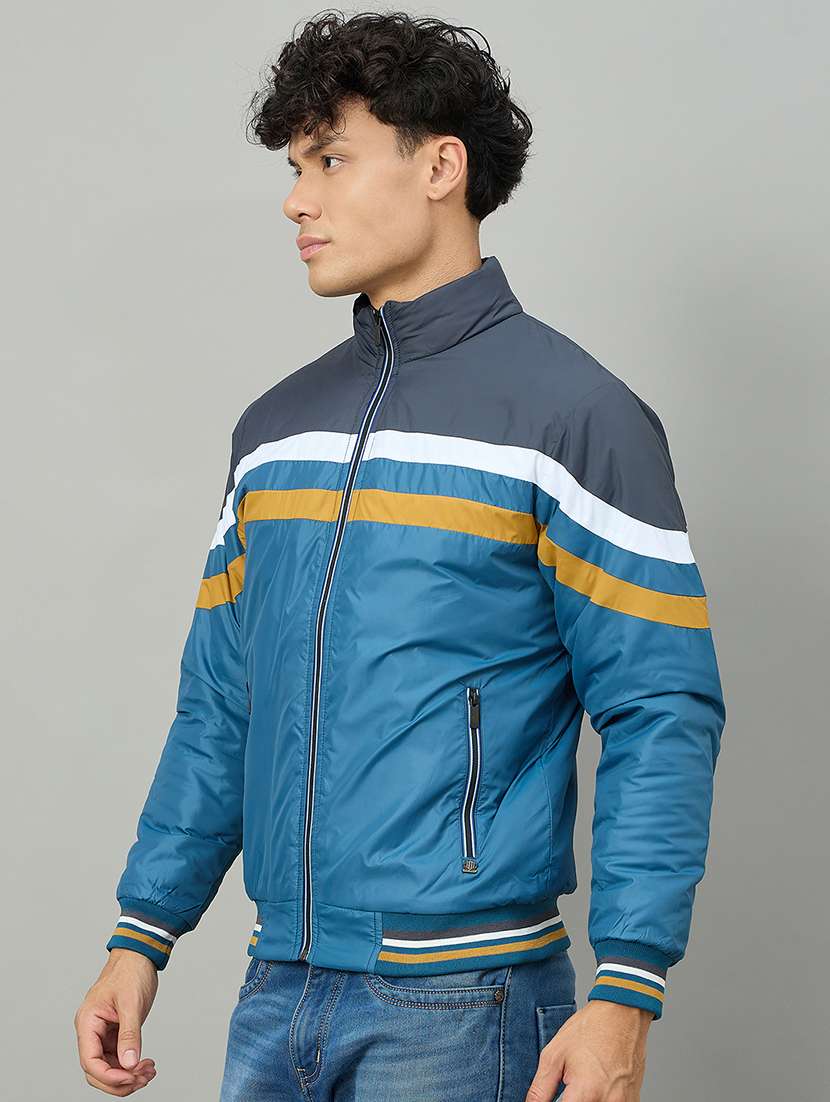 Men Colro Blocked Long Sleeve Puffer Jacket - 22264445 -  Standard Image - 1