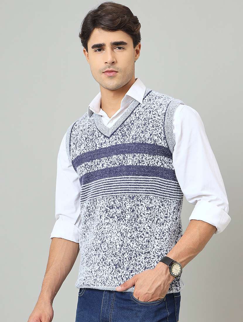 men self designed sleeveless pullover - 22264468 -  Standard Image - 1