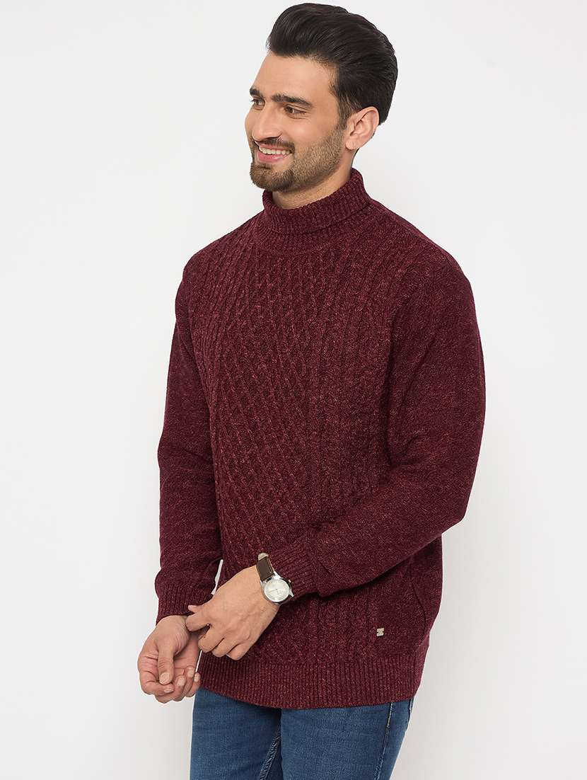 men self designed long sleeve high neck pullover - 22264473 -  Standard Image - 1